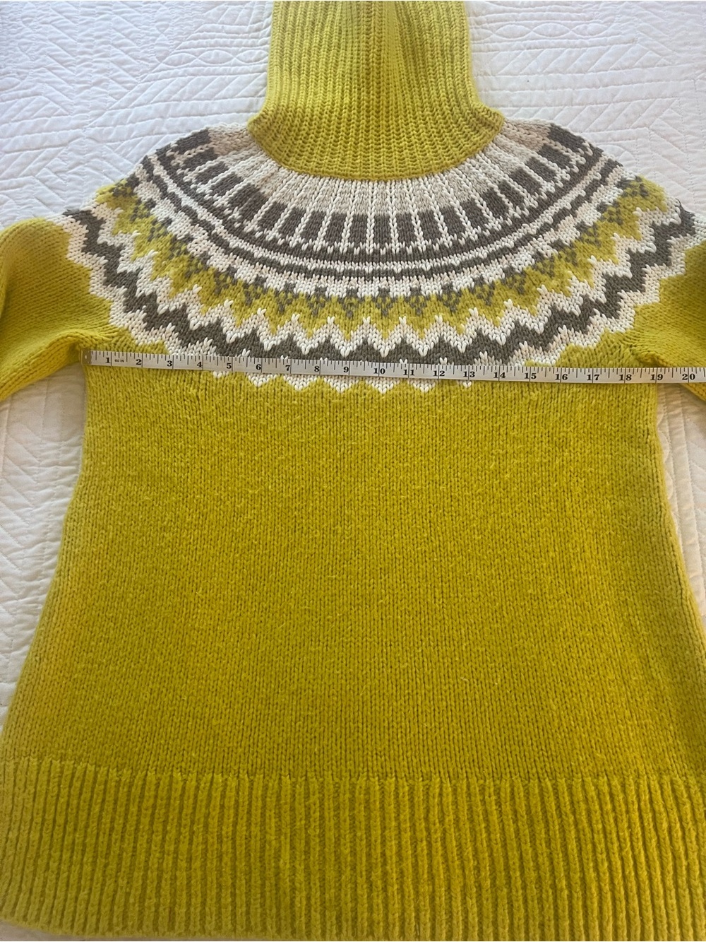 LOFT Chartreuse Fair Isle Turtleneck Sweater - Picture 3 of 10